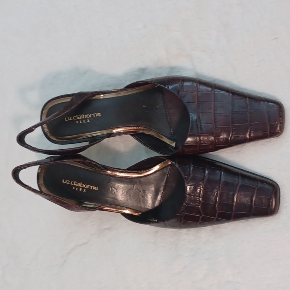 Liz Claiborne sling back snake heels